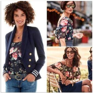 CABI Fairytale Floral Cold Shoulder Lined Shirt Women's Large